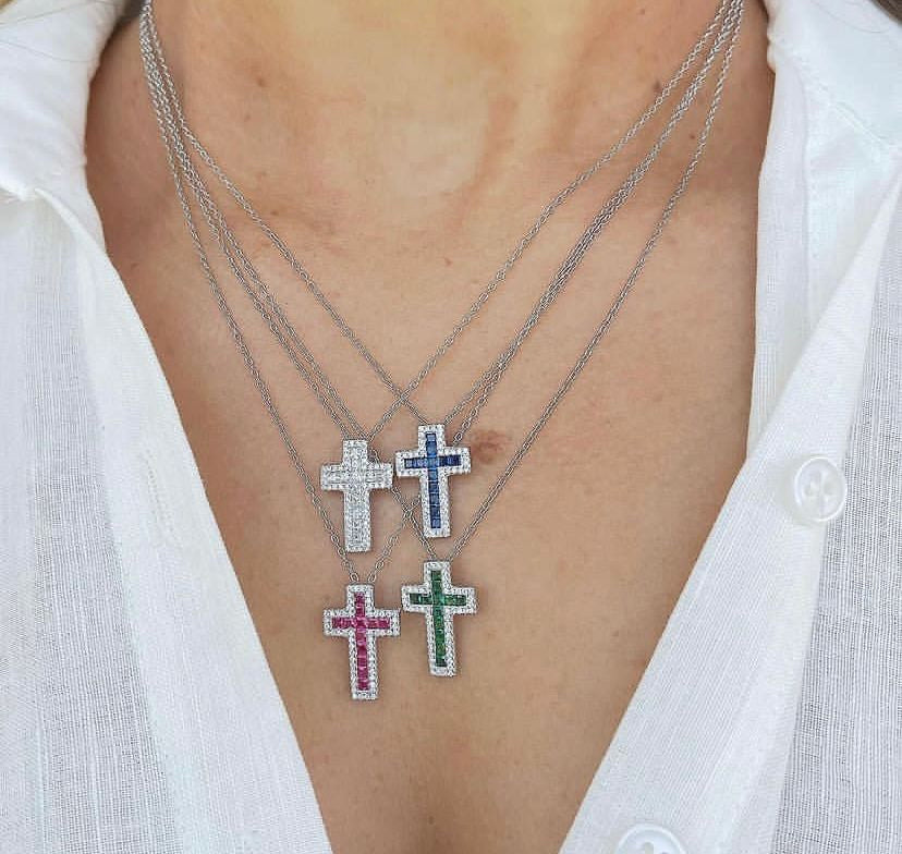 Luxury pavé cross necklace