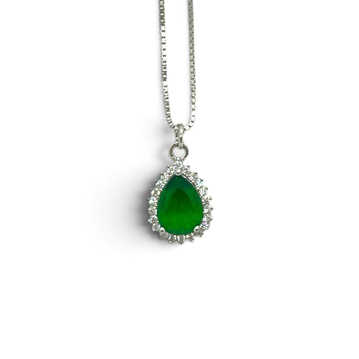 Collana con goccia verde luminosa