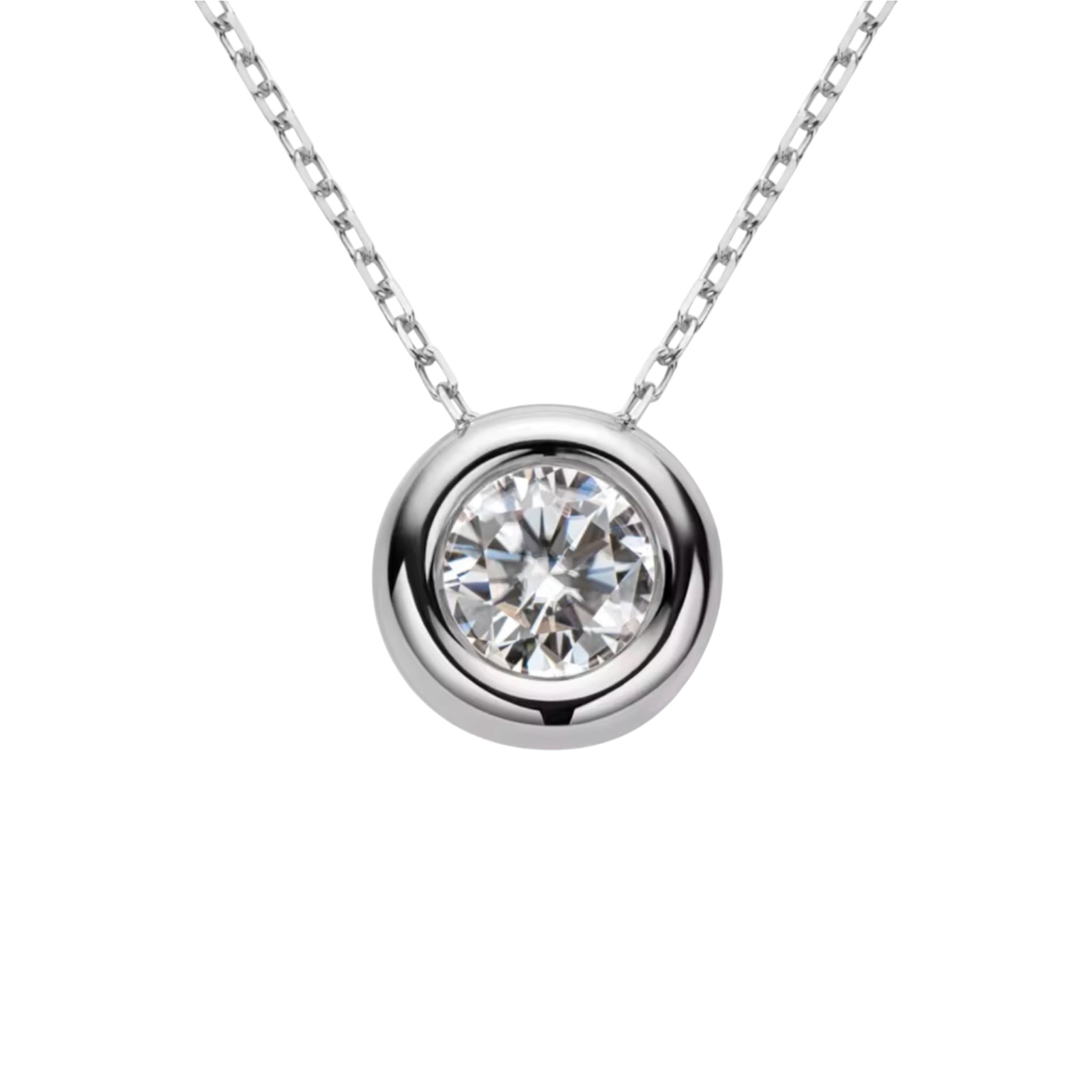 Collana punto luce a cipollina in moissanite certificata