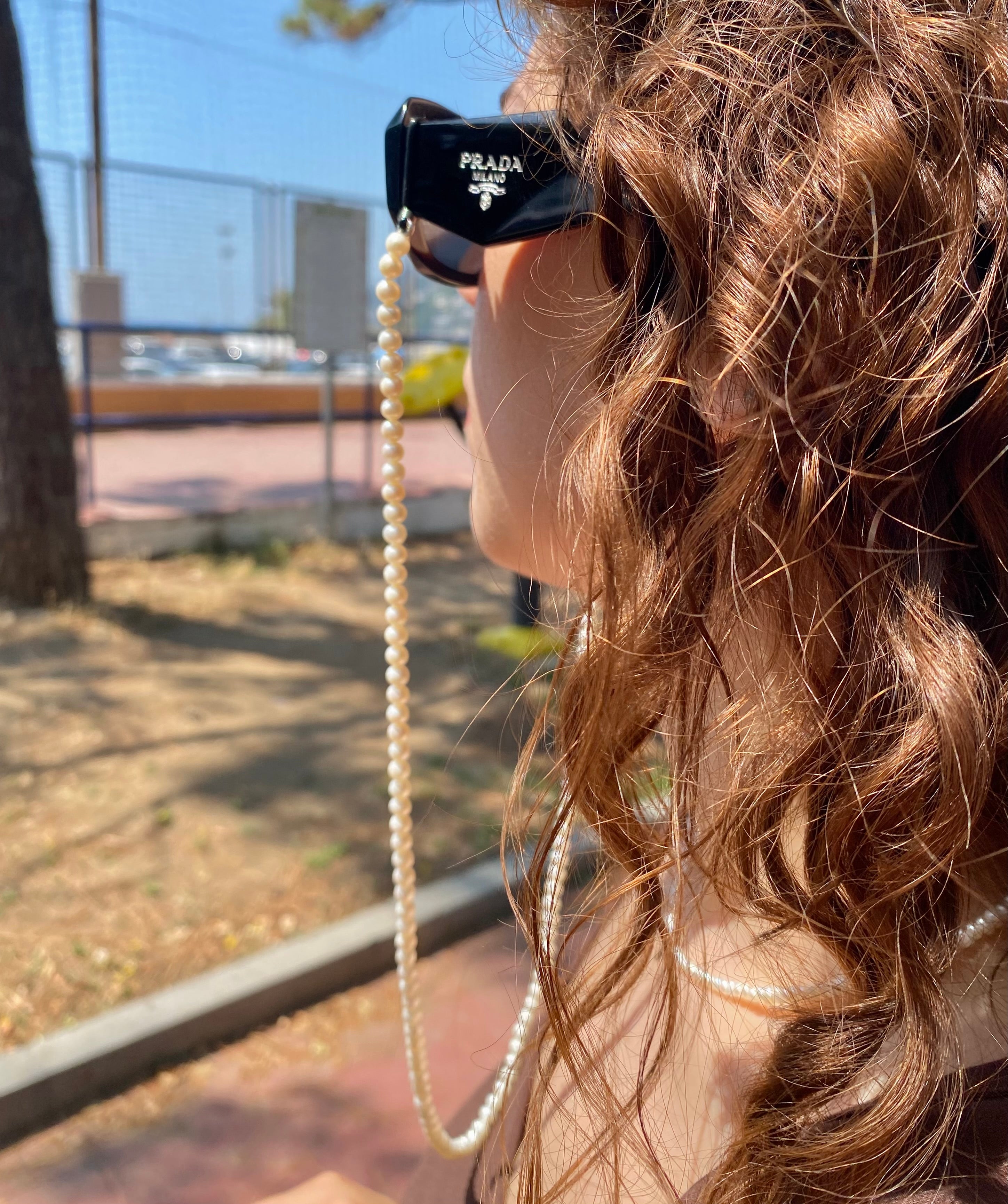 Catena porta occhiali in perle di fiume naturali