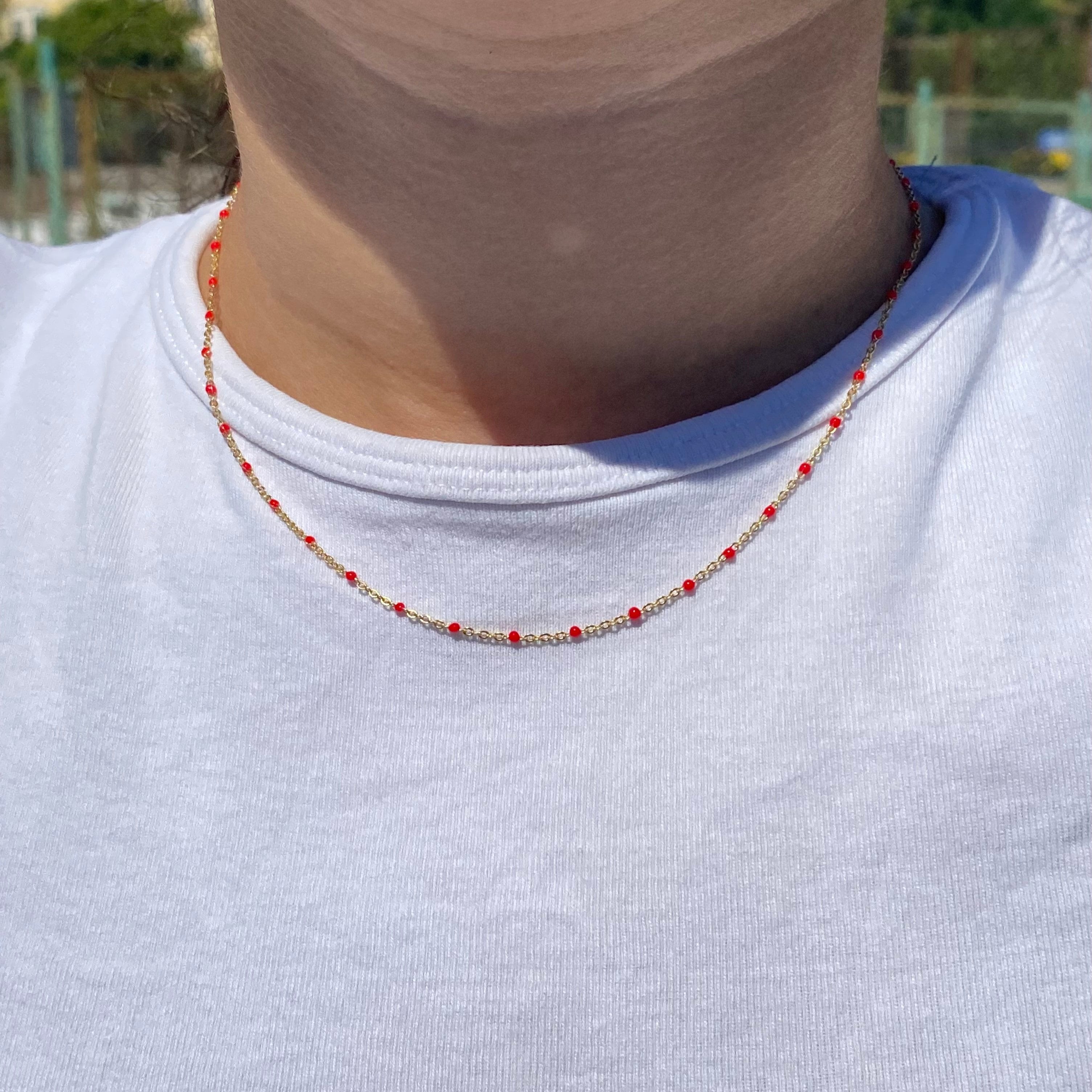 Collana con mini pepite rosse