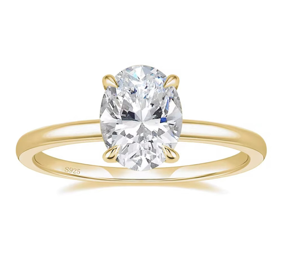 Anello solitario con moissanite oval cut certificata GRA