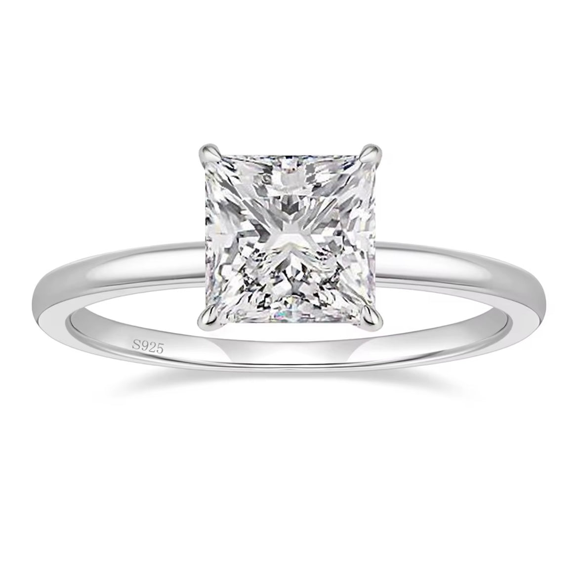 Anello solitario taglio quadrato moissanite da 2ct certificata