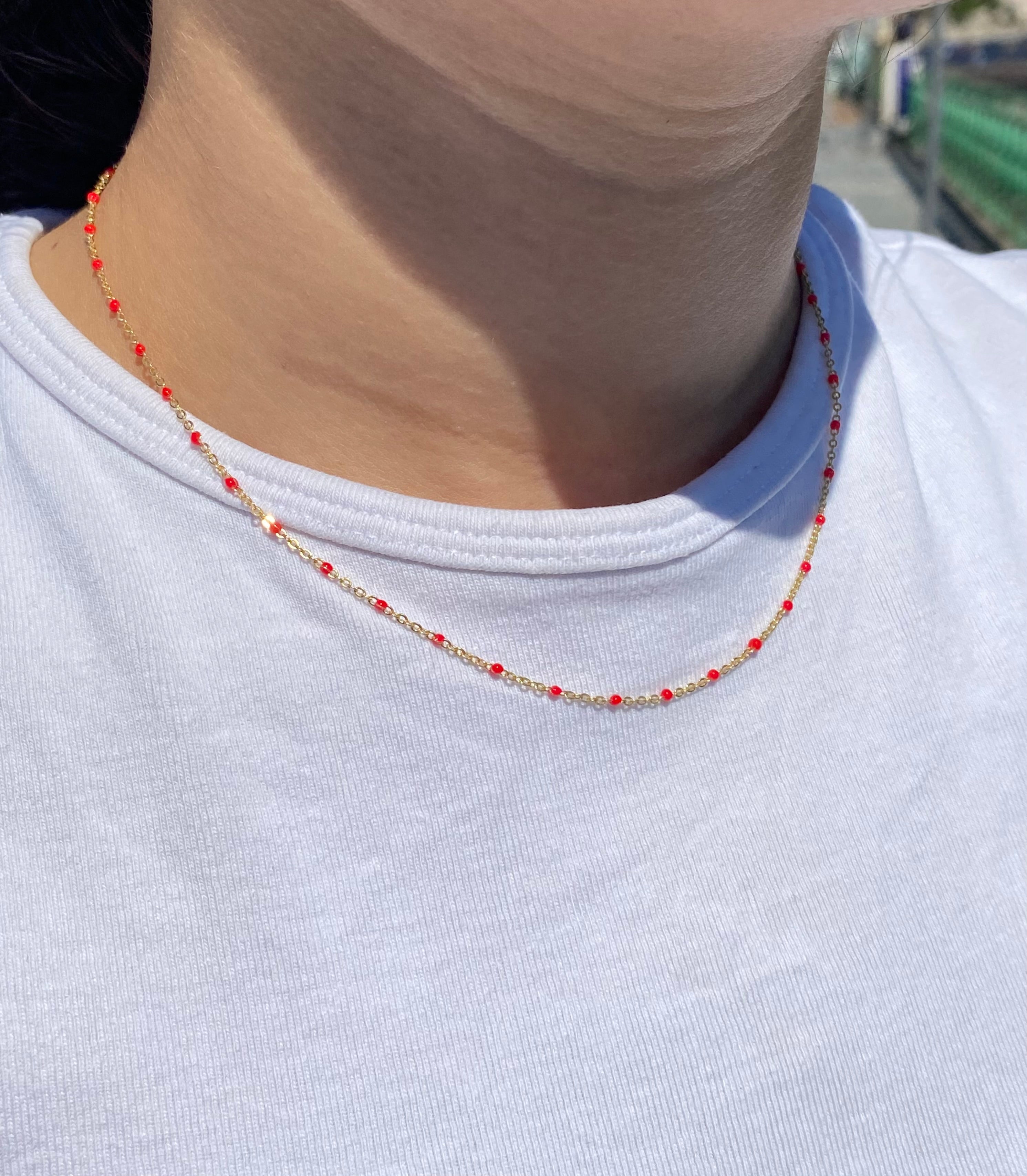 Collana con mini pepite rosse