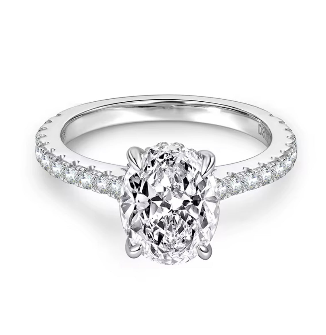 Anello ovale con Moissanite certificata da 3 ct