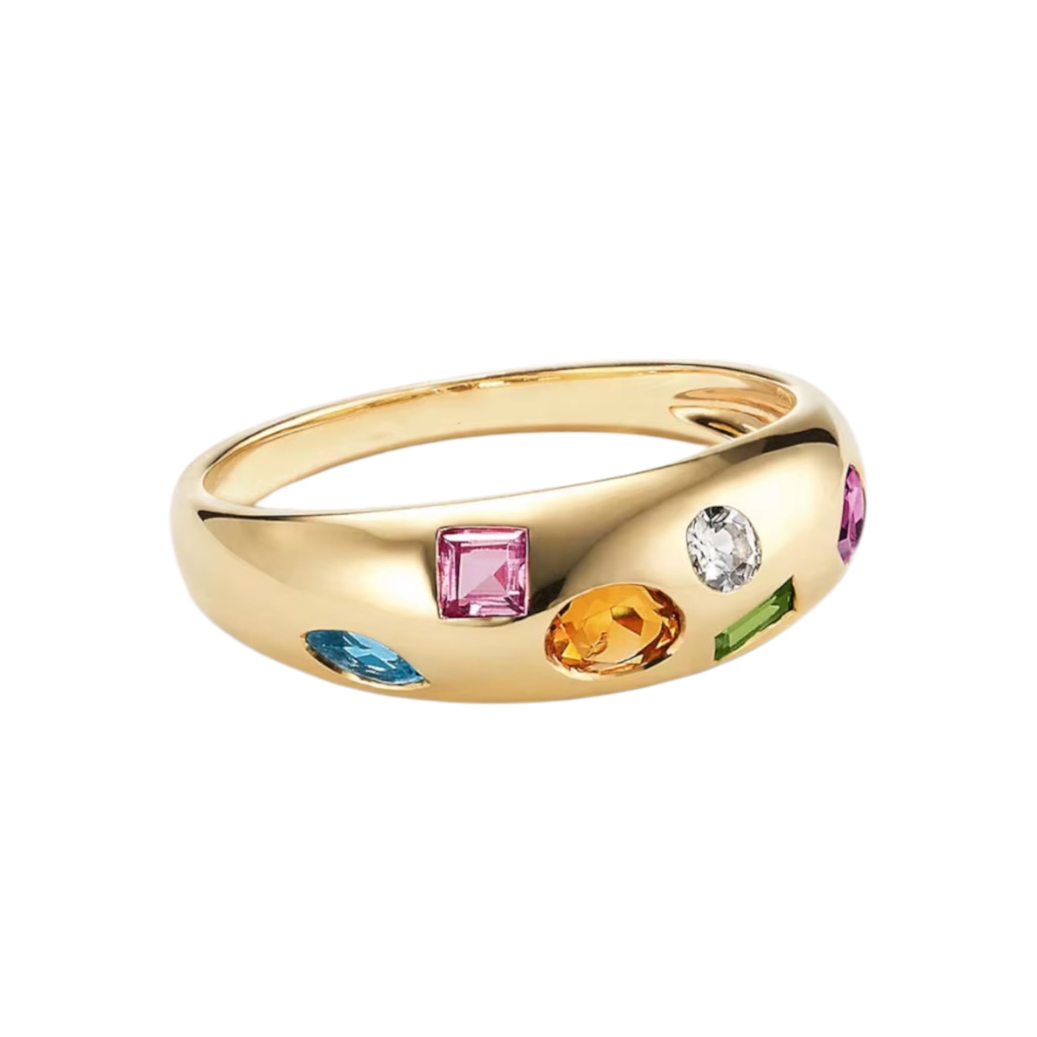 Anello a fascia con pietre colorate