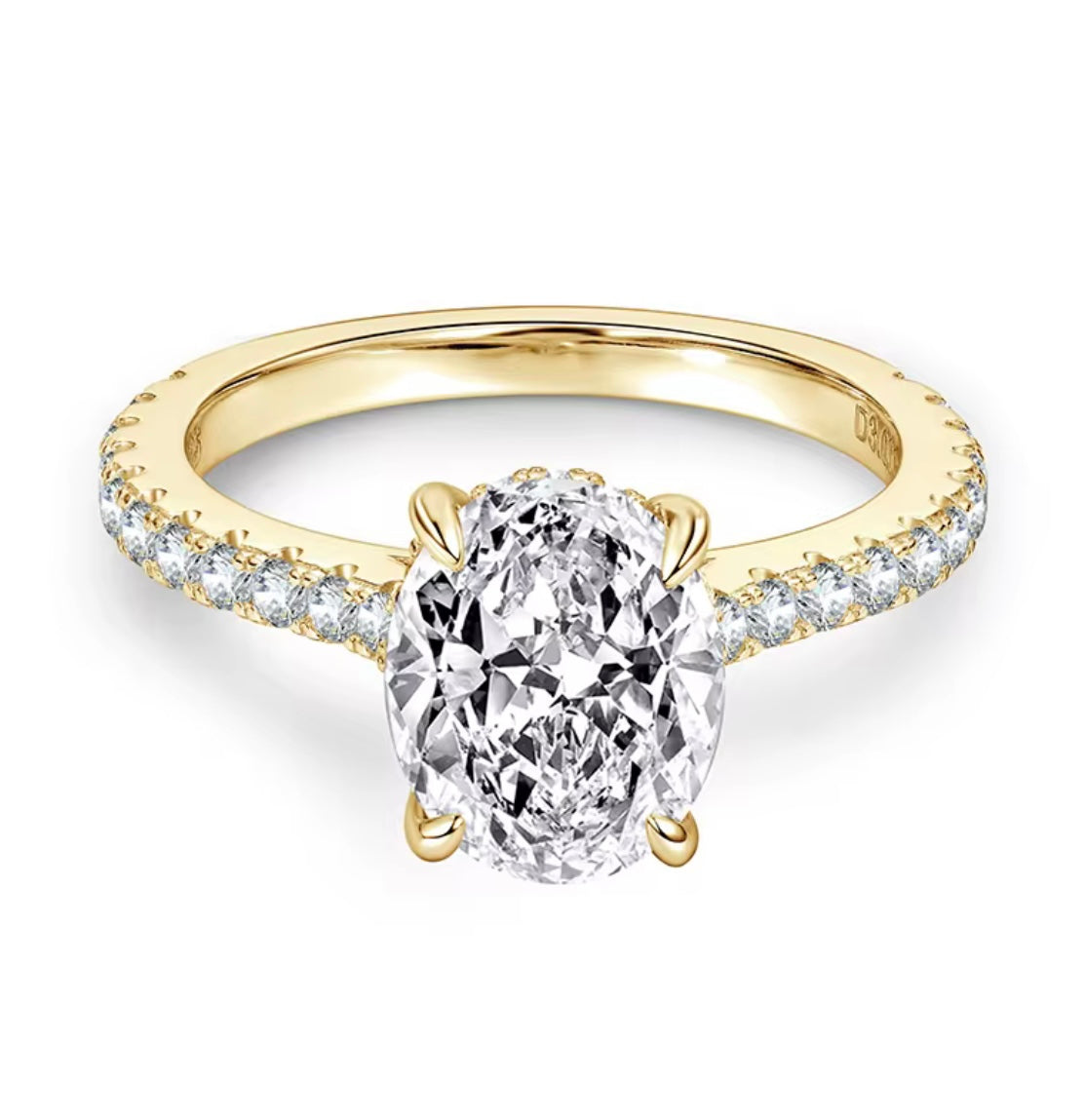 Anello ovale con Moissanite certificata da 3 ct