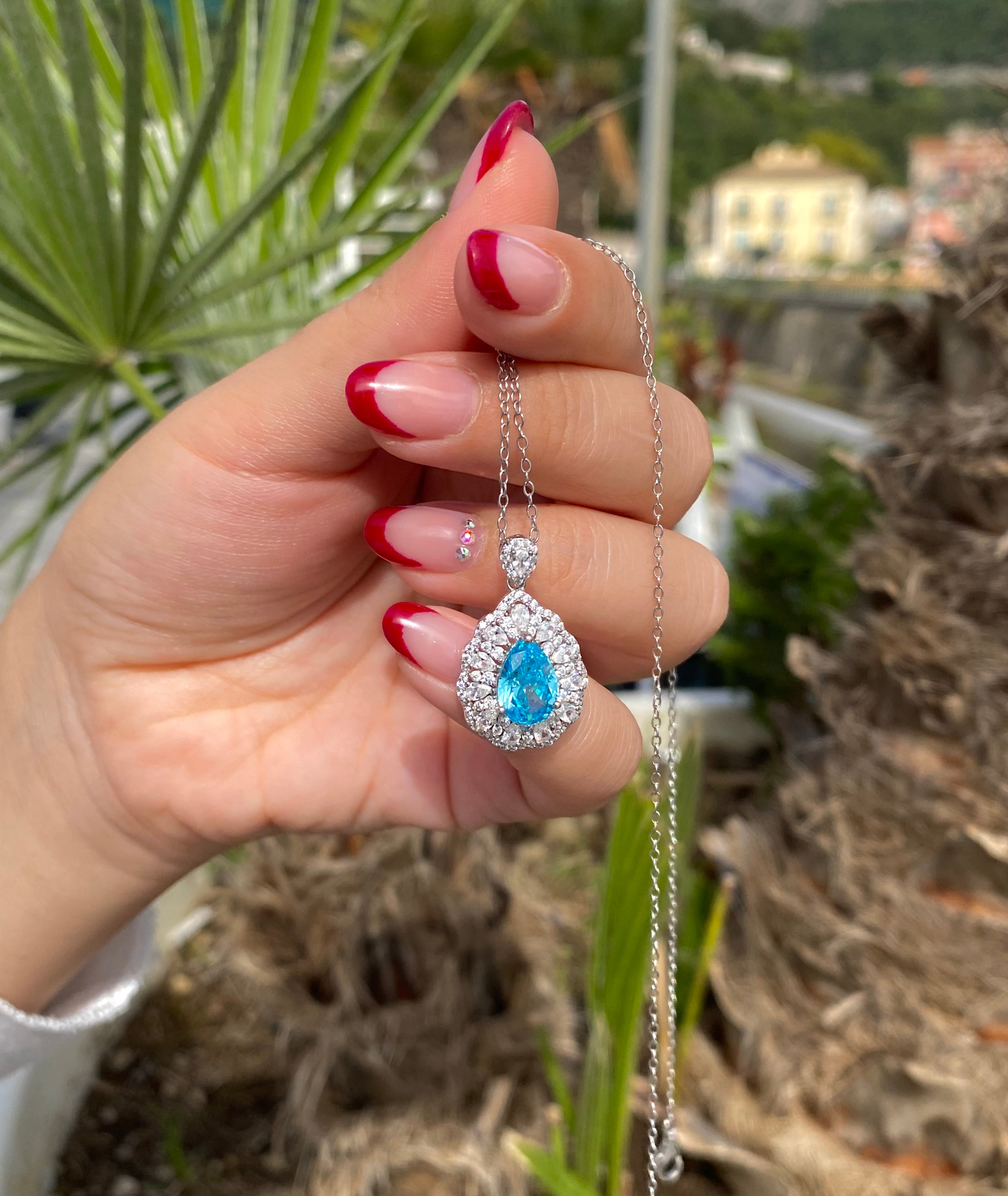 Collana sparkly con paraiba Azzurra sintetica