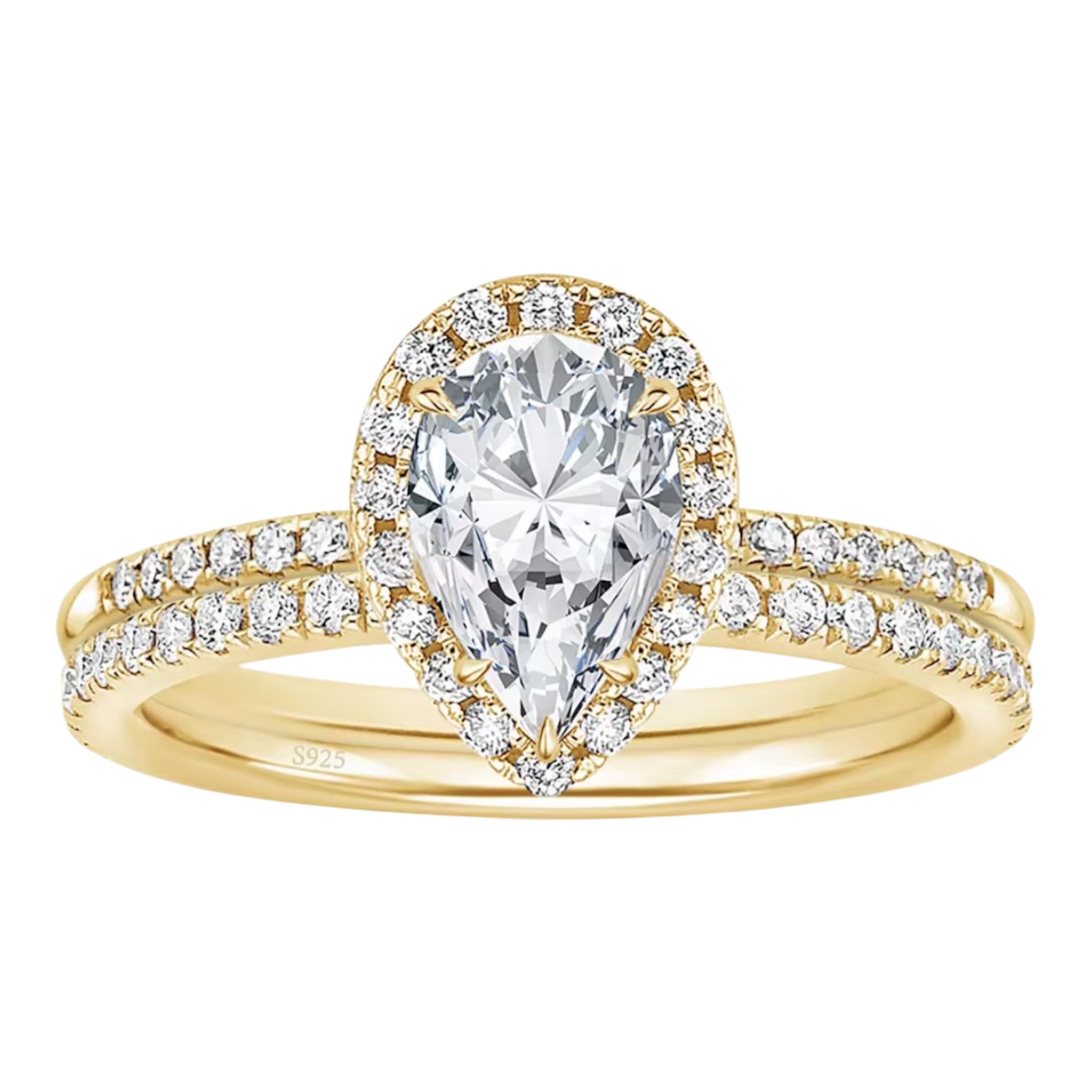 Set luminoso di anelli a goccia con pavé