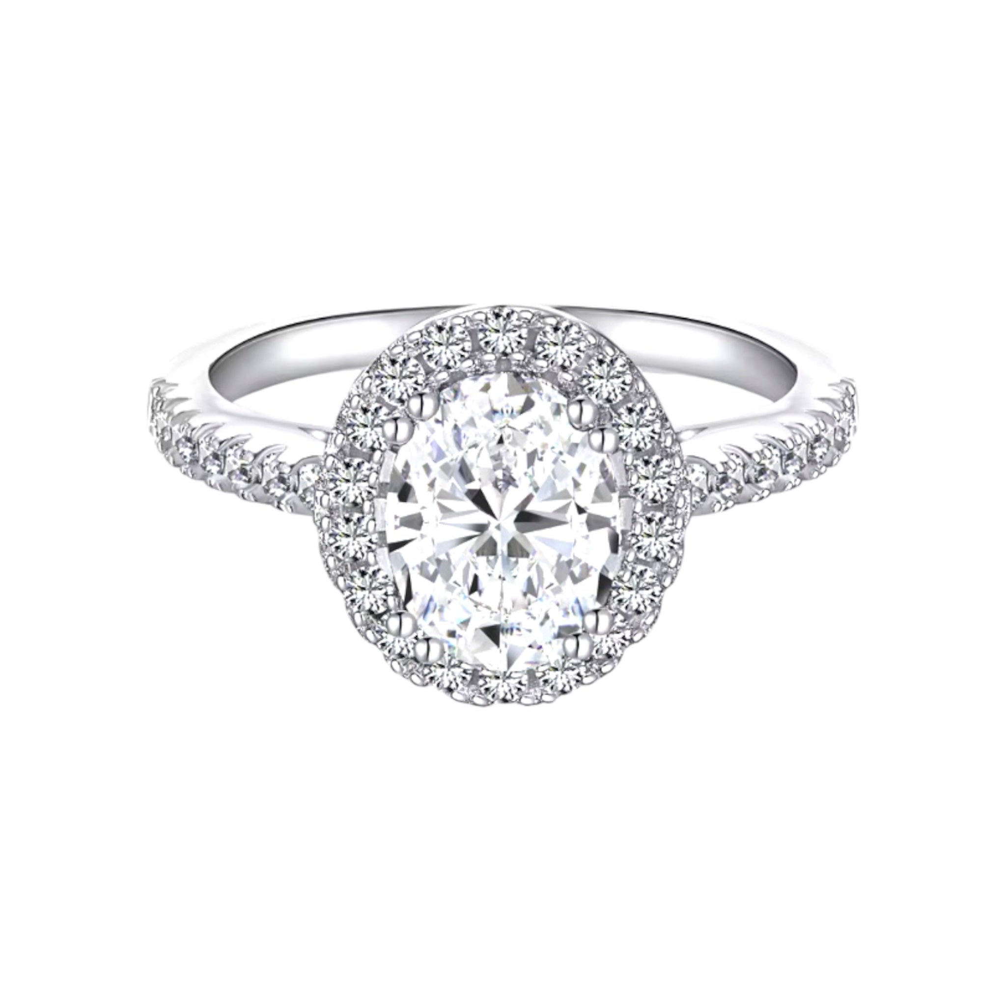 Anello pavé con moissanite ovale da 1.2ct