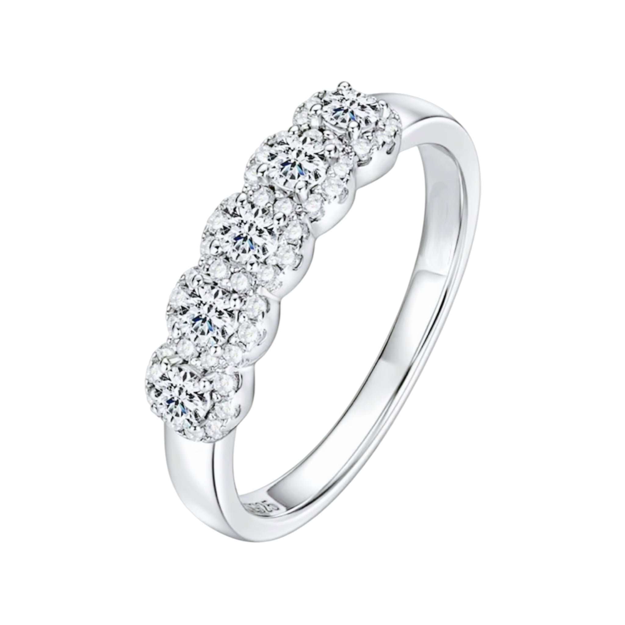 Anello semi veretta con fiori luminosi in moissanite