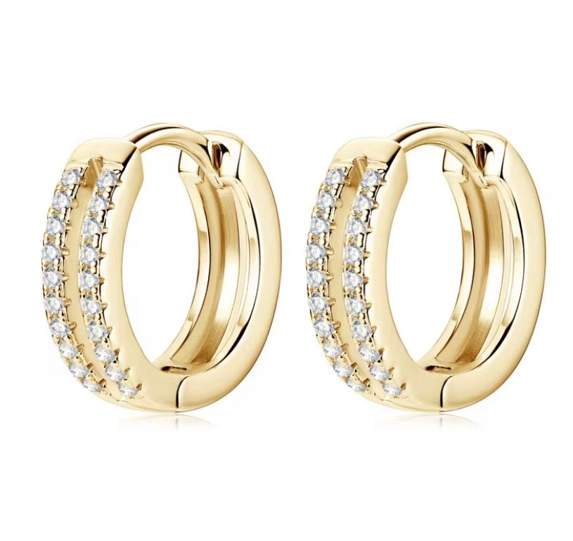 Orecchini a due file con moissanite certificata