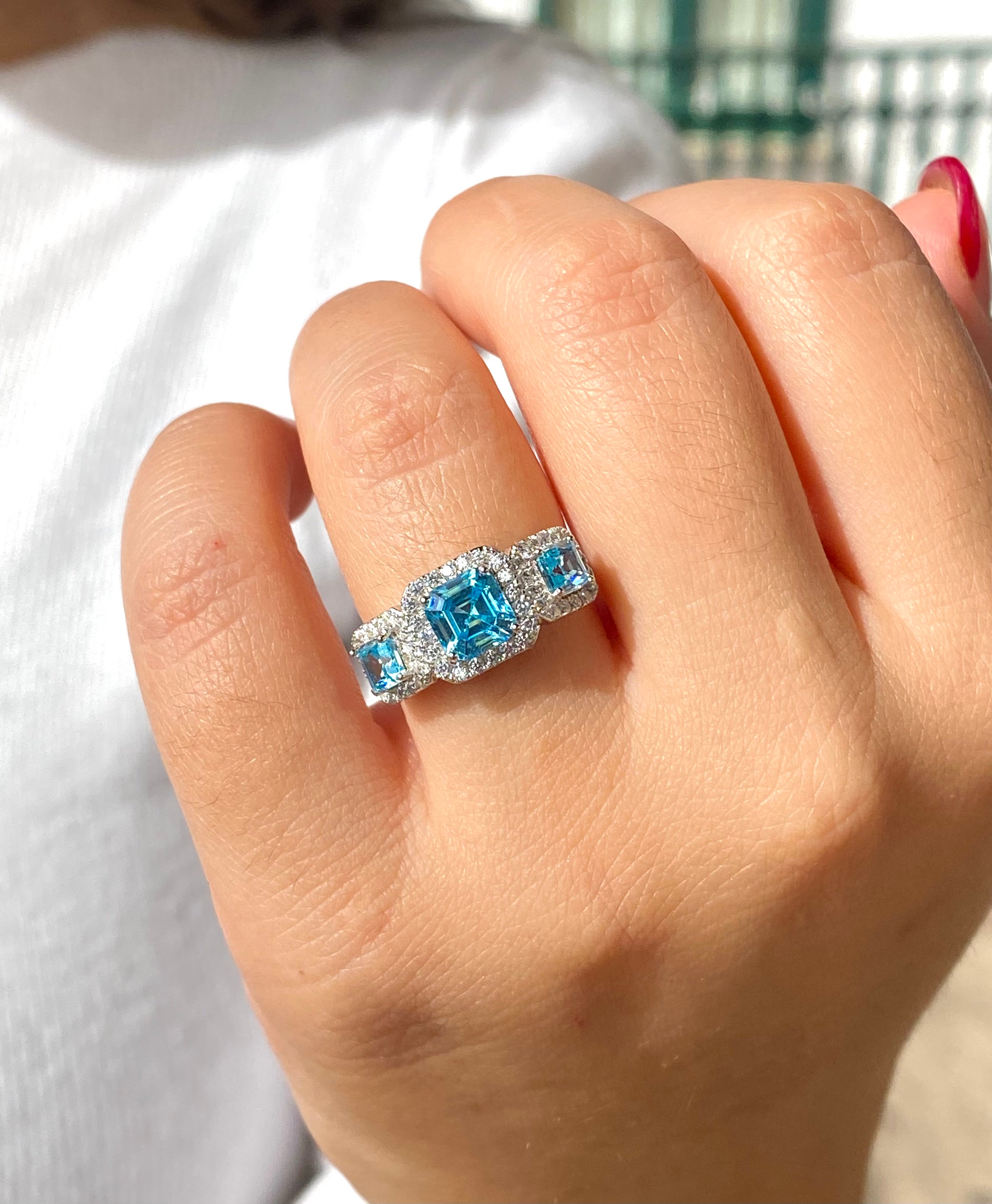 Anello Trilogy sparkly azzurro