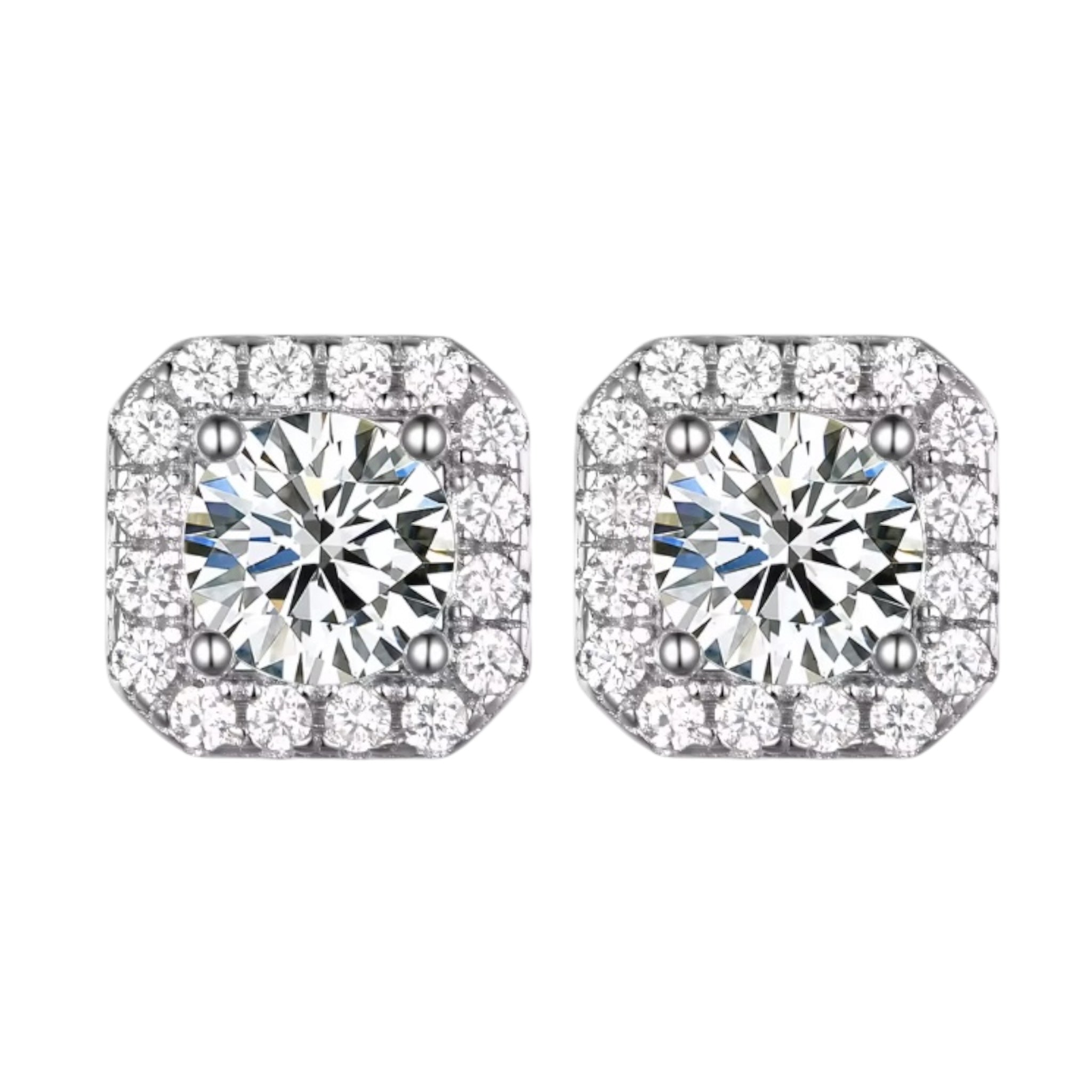 Orecchini squadrati con moissanite luminosa certificata