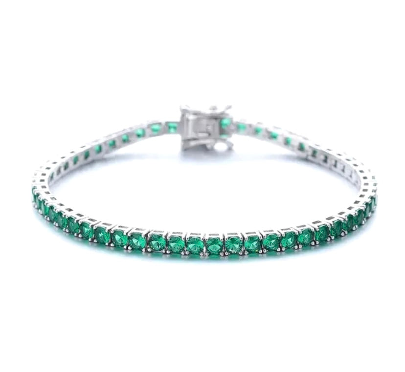 Bracciale tennis verde smeraldo 3mm