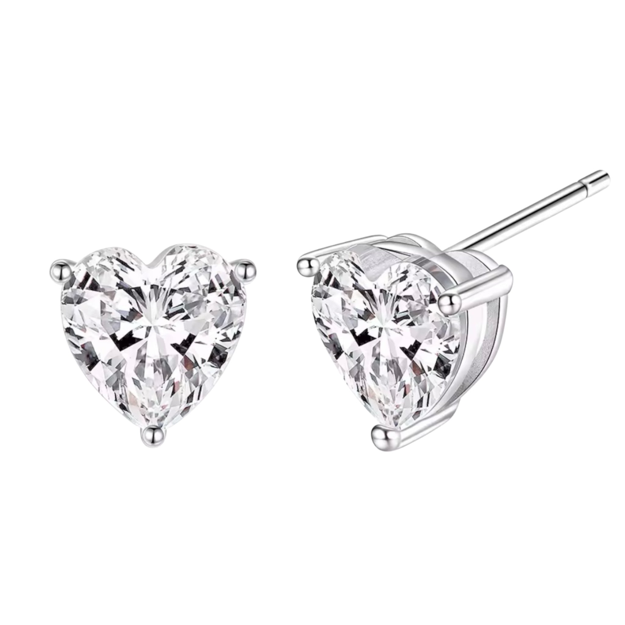 Orecchini punto luce con moissanite taglio cuore certificata