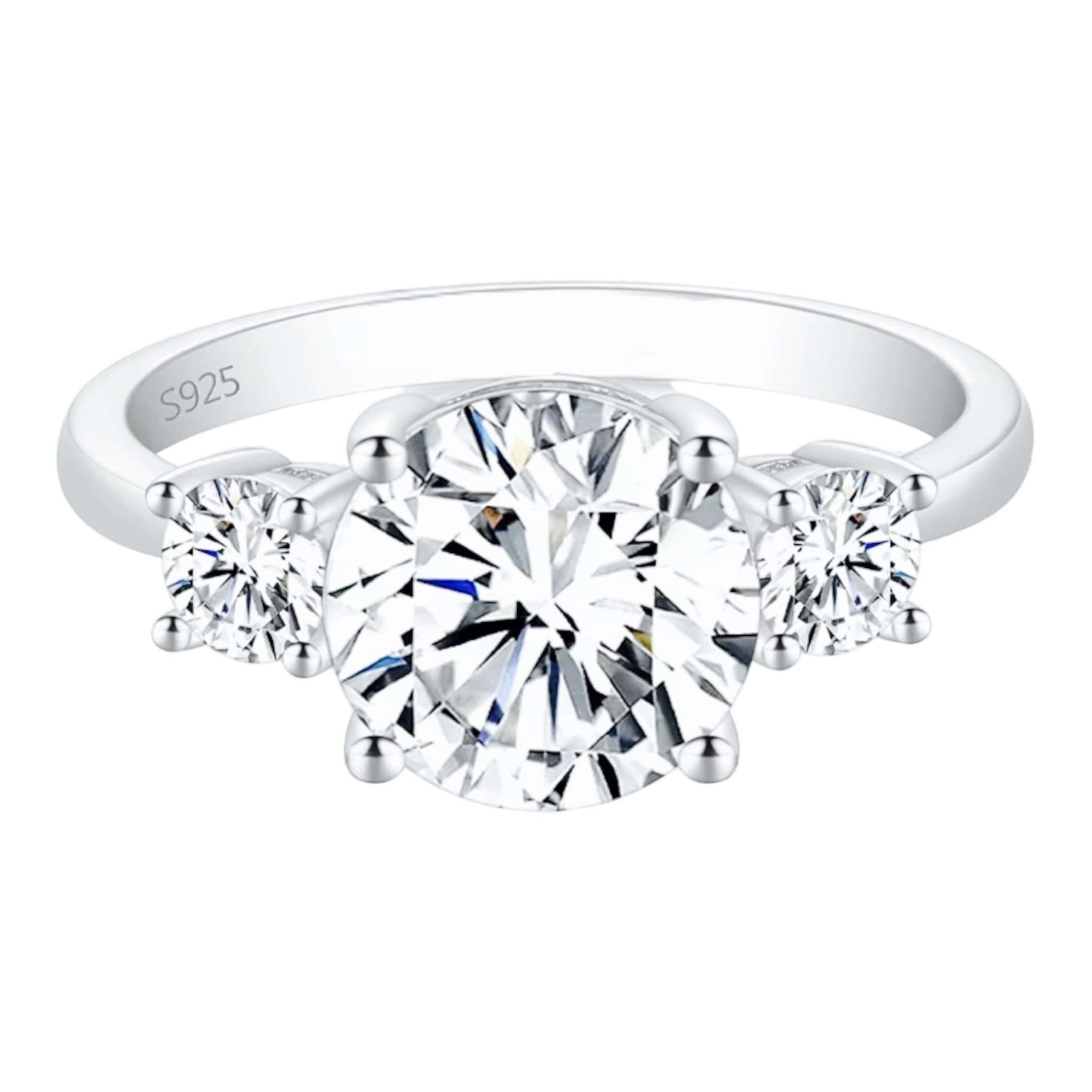 Anello Trilogy con moissanite da 2ct certificata GRA