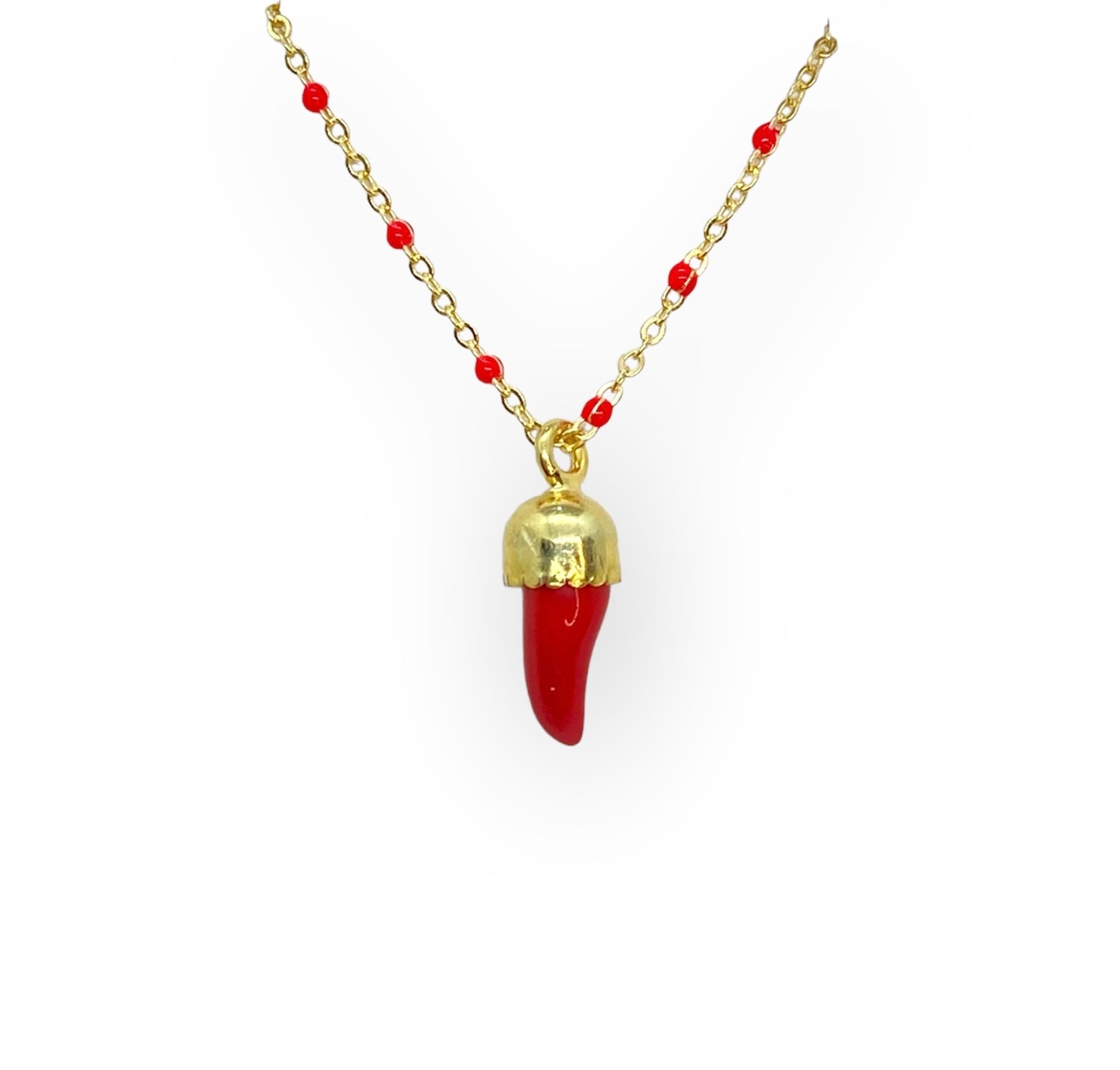 Collana SPICY con corno in ceramica