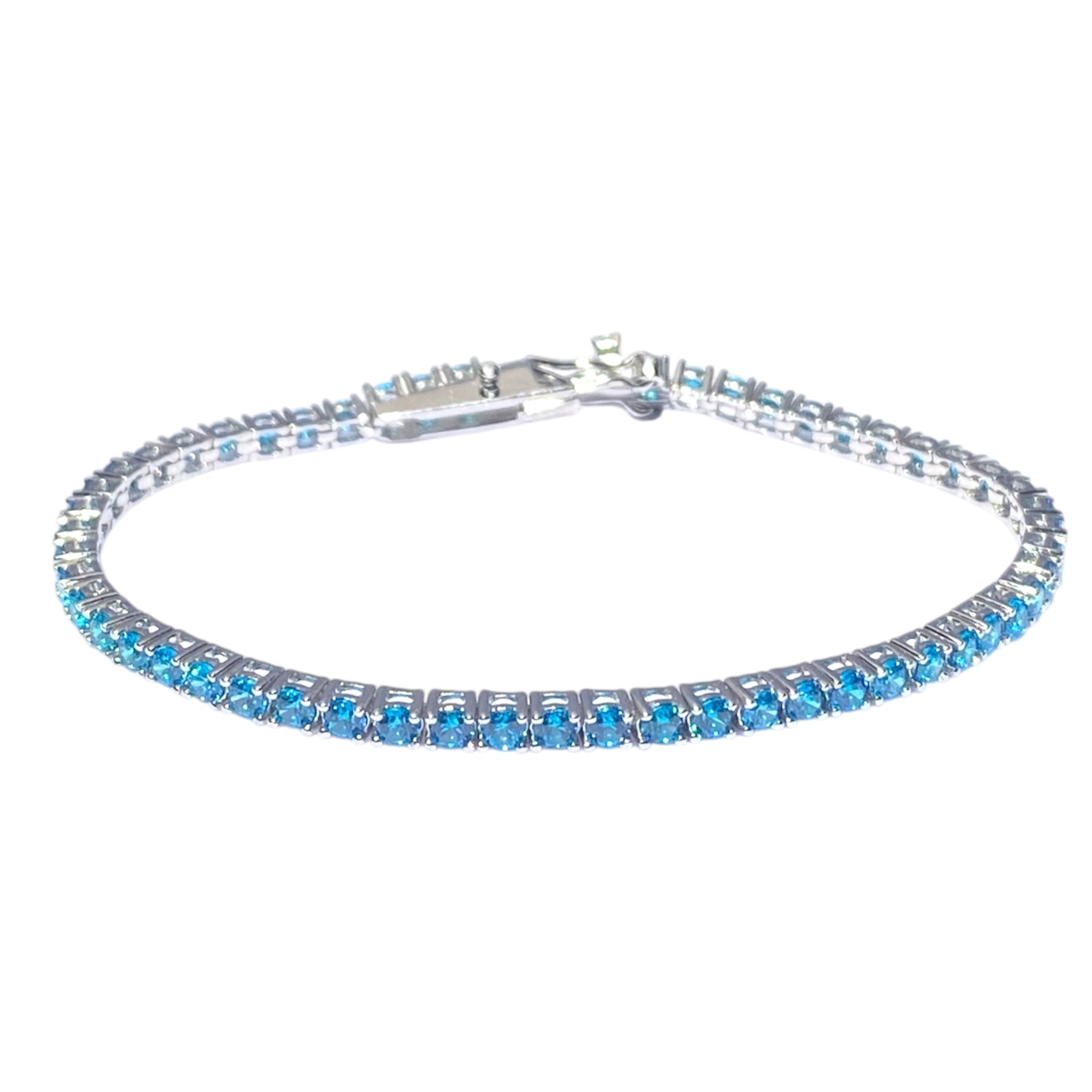 Bracciale tennis con pietre azzurre da 2.5mm