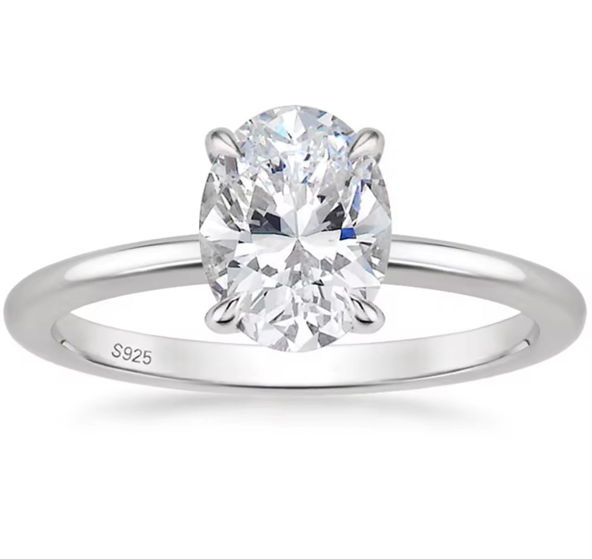 Anello solitario con moissanite oval cut certificata GRA