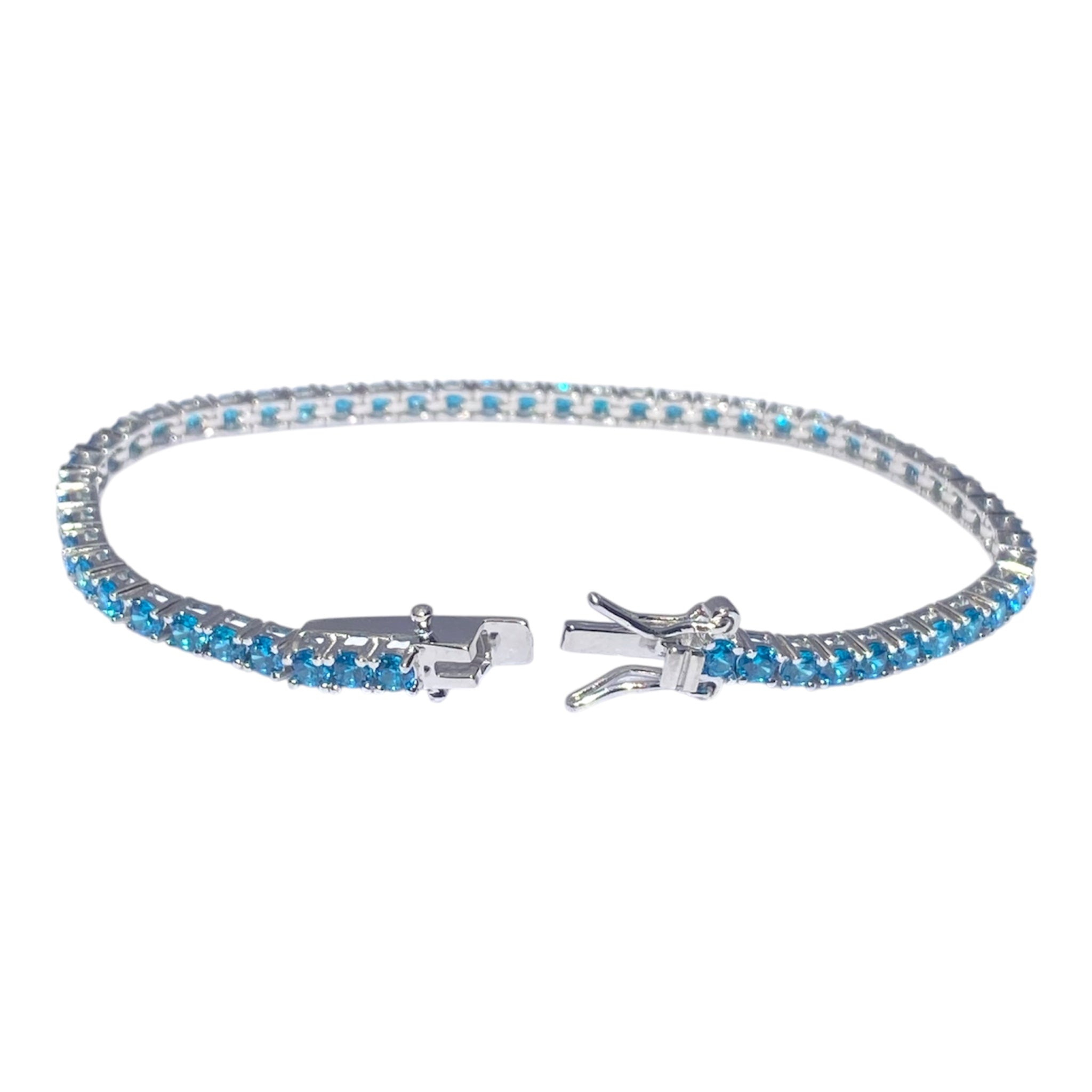 Bracciale tennis con pietre azzurre da 2.5mm