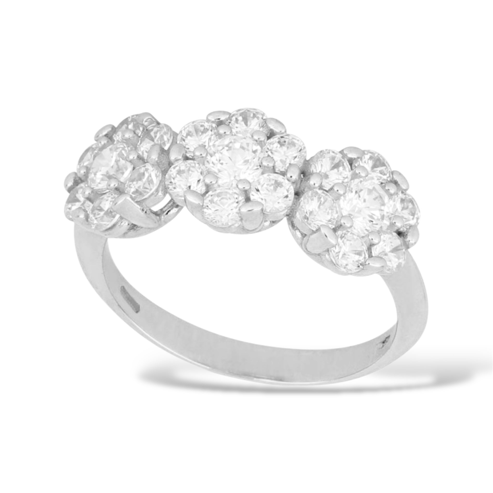 18kt gold flower trilogy ring