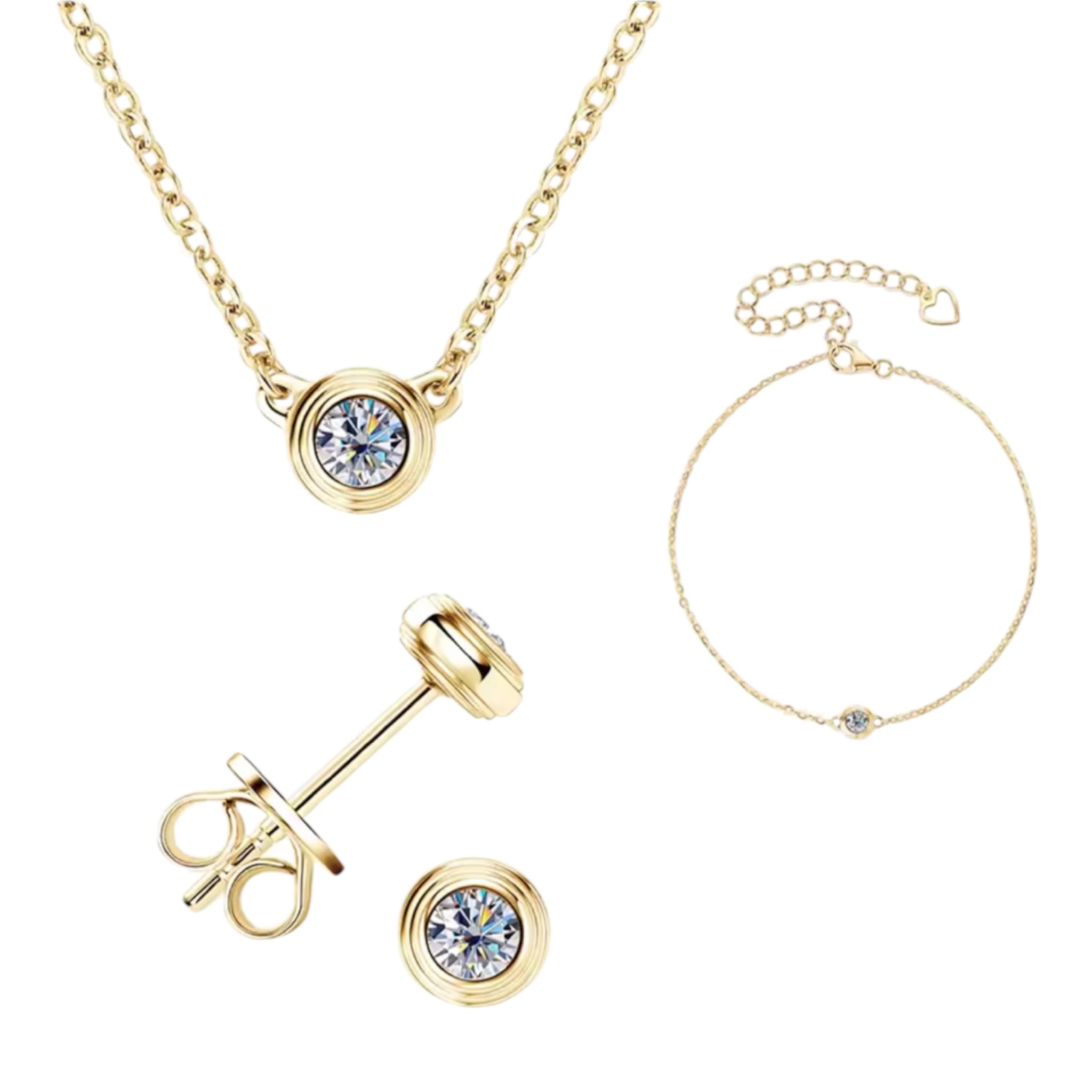 Parure punto luce a cipollina da 3mm con moissanite