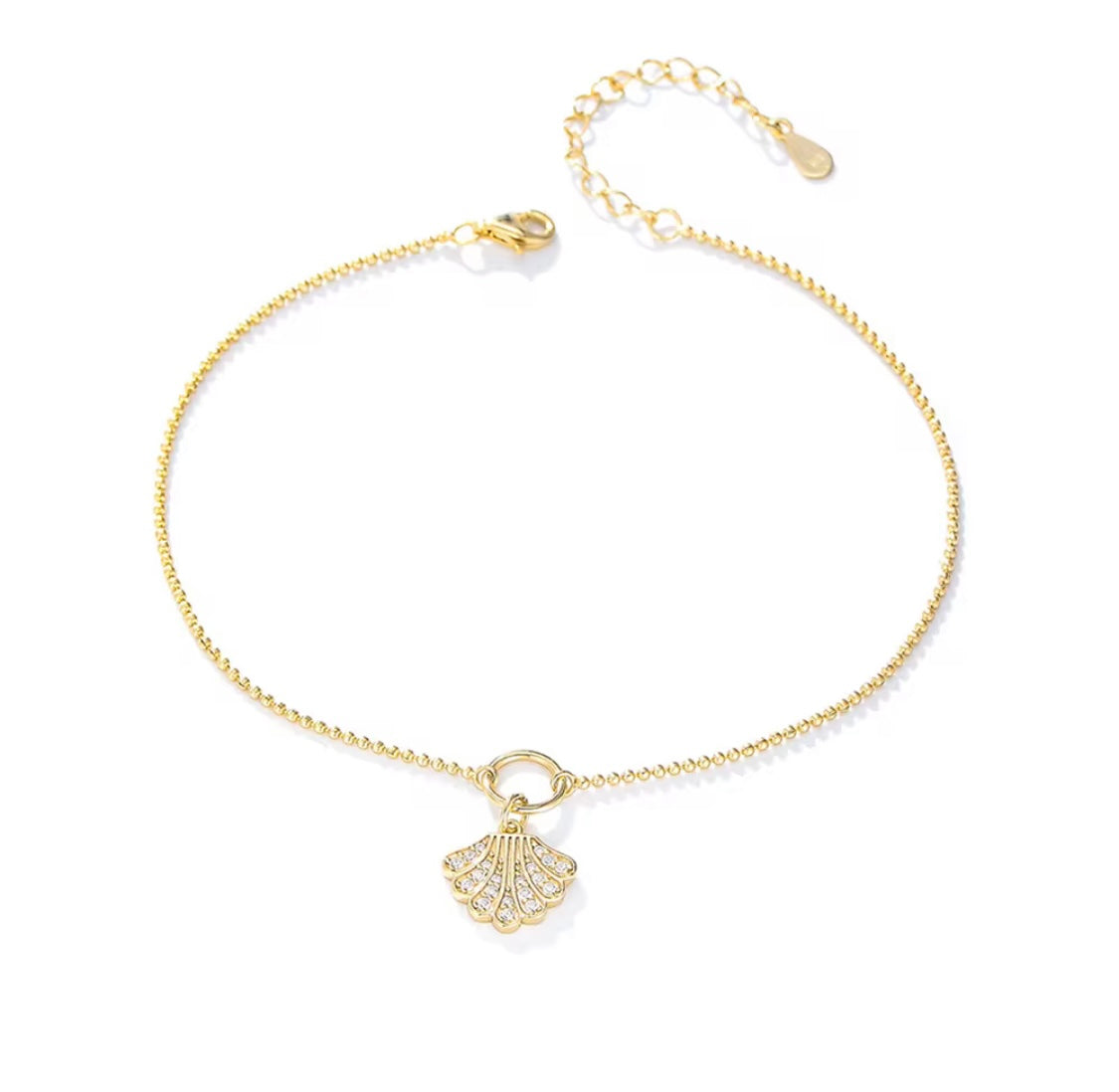 Cavigliera conchiglia con pavè prezioso