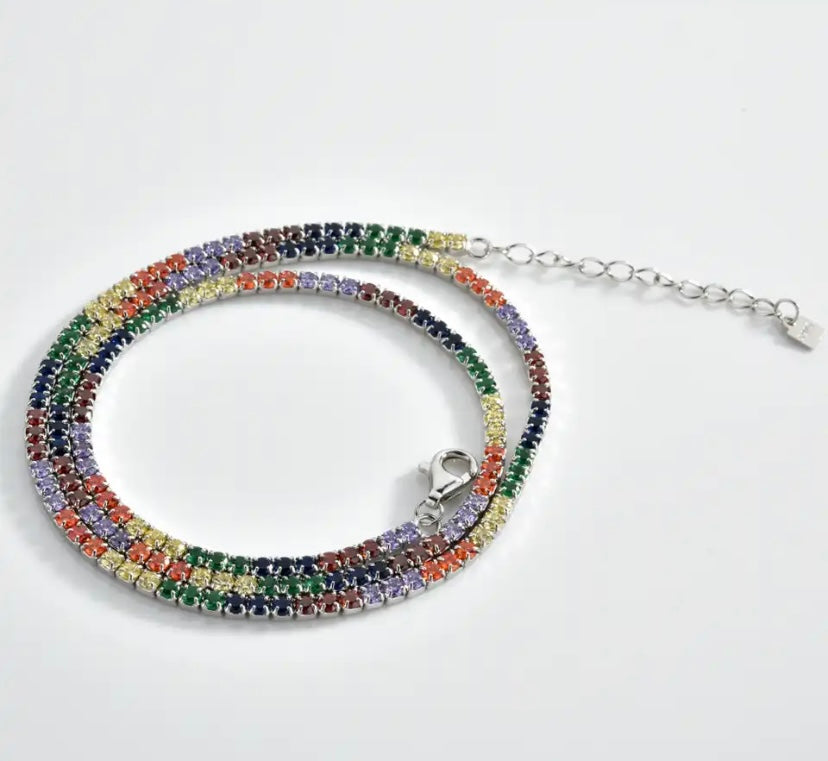 Raimbow tennis necklace