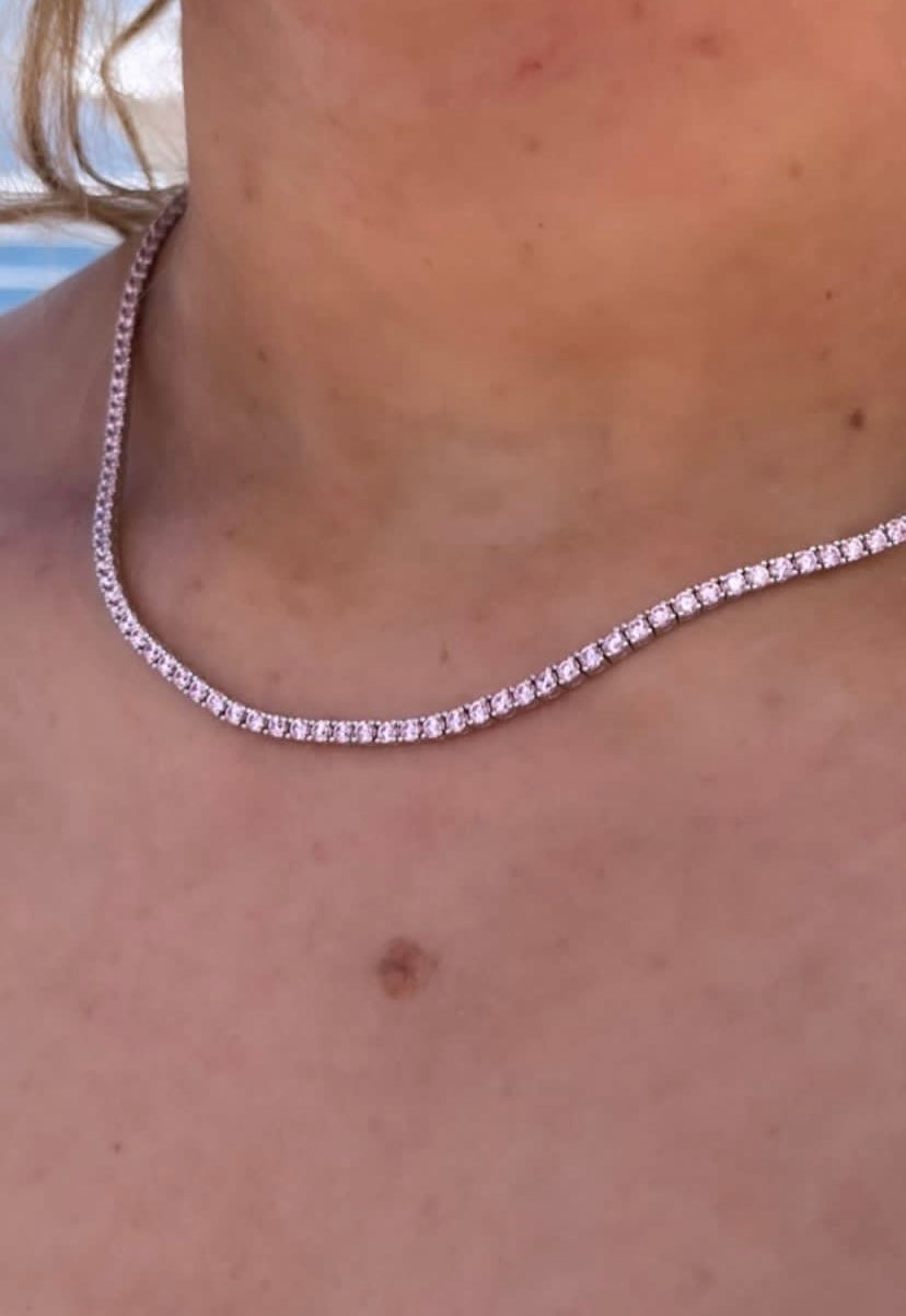 Pink tennis necklace